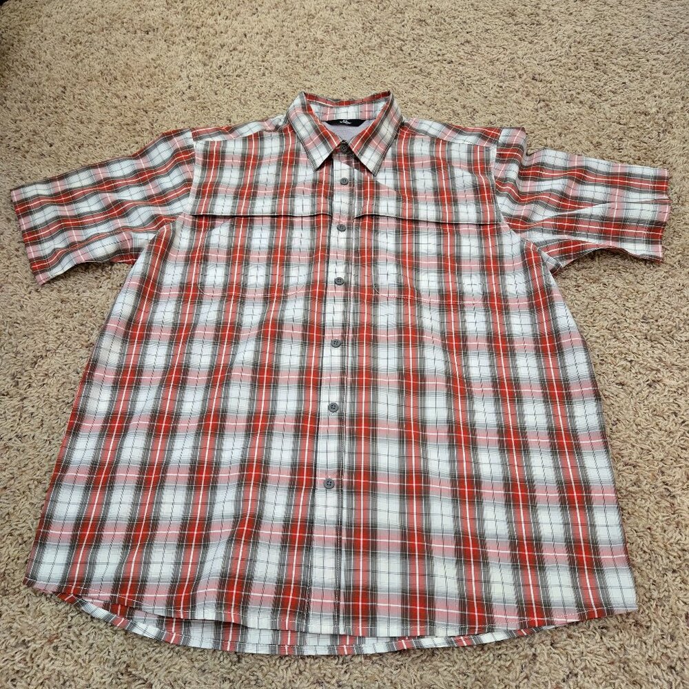 Wrangler Mens Large Multicolor Striped Button Down Short Sleeve Shirt w/Pockets